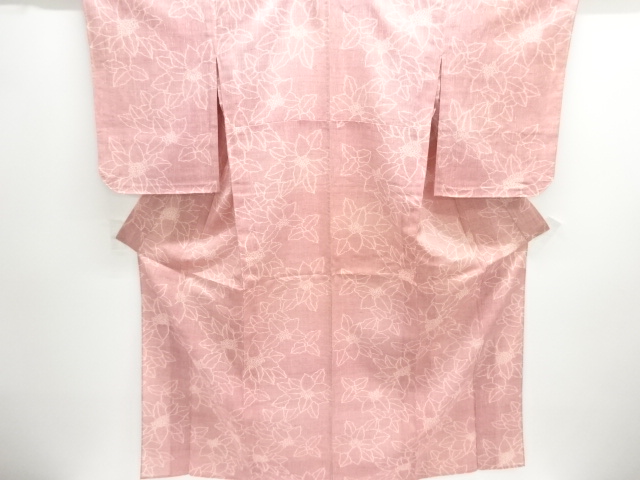 JAPANESE KIMONO / ANTIQUE KIMONO FOR SUMMER / SILK / TSUMUGI / WOVEN FLOWERS